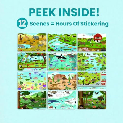 Animals Habitat 500+ Kids Sticker Book by Cupkin Toddler Airplane Travel Activity Coloring and Sticker Book, Road Trip Essentials, 12 Coloring Pages + 12 Scenes for Ages 2–8 Years - color: Animal Habitats