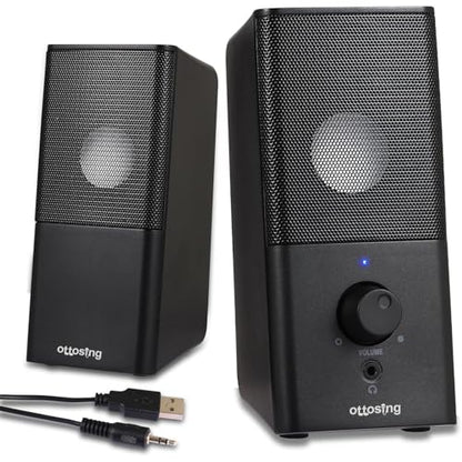H21 Computer Speakers for Desktop PC, Full Stereo Sound, USB-Powered, Gaming Monitor Speaker with 3.5mm Aux Multimedia for Laptop/Desktop/Tablets/Phone(Black)