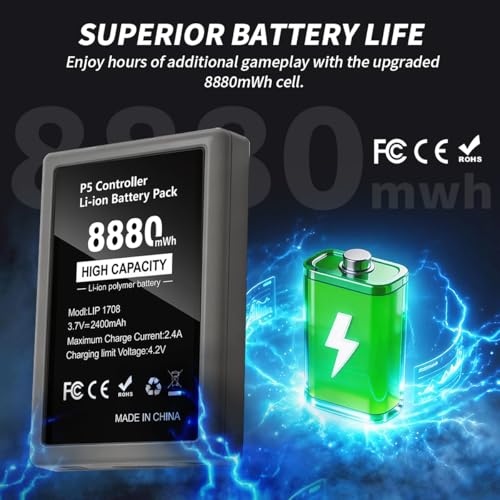 GKHERD 2-Pack 8880mWh PS5 Controller Battery Replacement High Capacity – Compatible with PS5 Original Controller, Includes Repair Tools, Rechargeable Batteries for Extended Gaming