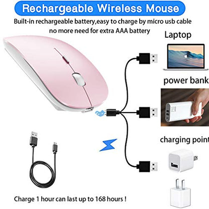 PEIBO Bluetooth Wireless Mouse for Laptop mac MacBook ipad MacBook air MacBook pro pc Desktop Computer Windows Chromebook Notebook (Jelly Pink) - color: Jelly PINK
