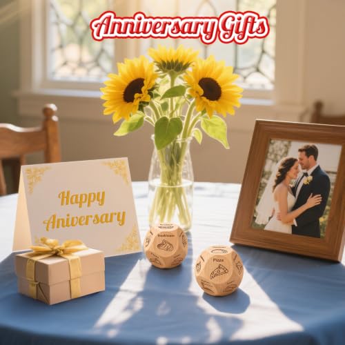 Stocking Stuffers for Men Women, Christmas White Elephant Gifts for Adults, Winzwon 2Pack Date Night Food Decision Dice, Anniversary Birthday Couples Valentines Day Gifts for Him Her - style: 2PCS Wood Food Dice