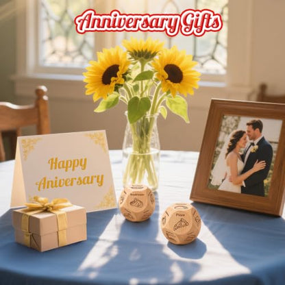 Stocking Stuffers for Men Women, Christmas White Elephant Gifts for Adults, Winzwon 2Pack Date Night Food Decision Dice, Anniversary Birthday Couples Valentines Day Gifts for Him Her - style: 2PCS Wood Food Dice