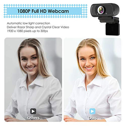 ToLuLu 1080P Webcam with Microphone, HD Webcam Web Camera with Tripod Stand | Widescreen USB Computer Camera, Streaming Mic Web cam for Online Calling/Conferencing,Facetime/YouTube Desktop Laptop PC - style: 1080P Webcam with Cover & Tripod