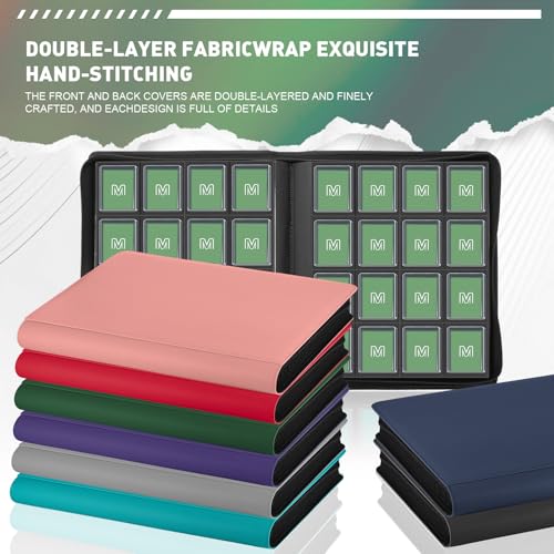 16 Pocket Toploader Binder,Holds 640 TopLoaders (16Dark Green) | Top Loader Binder for 3" x 4"Rigid Cards,Sleeves Card Collection Binder,20 Double Sided Pages with Trading & Sports Holder - color: 16Dark Green