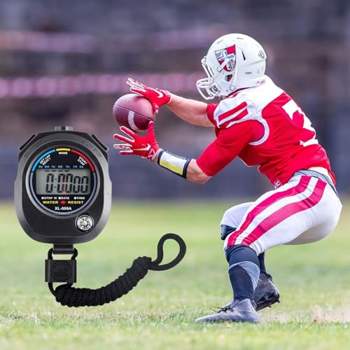 2 Pack Digital Stopwatch Timer: Large Display Multi-Function Stop Watch for Sports Coaches Swimming Running Fitness Referees Electronic Stopwatch with Lap Split Date Time Alarm for Kids Adults - style: style2-2pack/Black