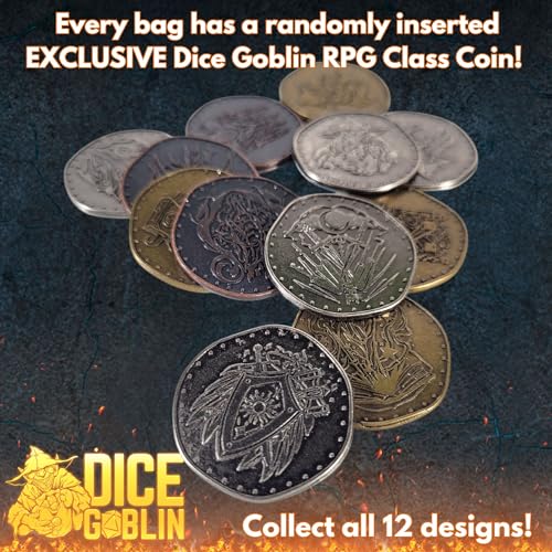 Forged Dice Co. Dice Goblin Mystery Dice Set of 7 - Resin or Plastic - with Mystery Metal RPG Class Coin