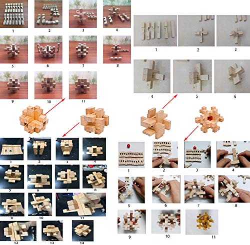 18 Pack Large Wooden Brain Teaser Puzzles Wooden Burr Puzzles Brain Teaser Puzzle with Gift Packing Box Magic Puzzle Games Toys Stocking Stuffers Party Favors for Kids and Adults (Natural Wood) - style: Natural Wood