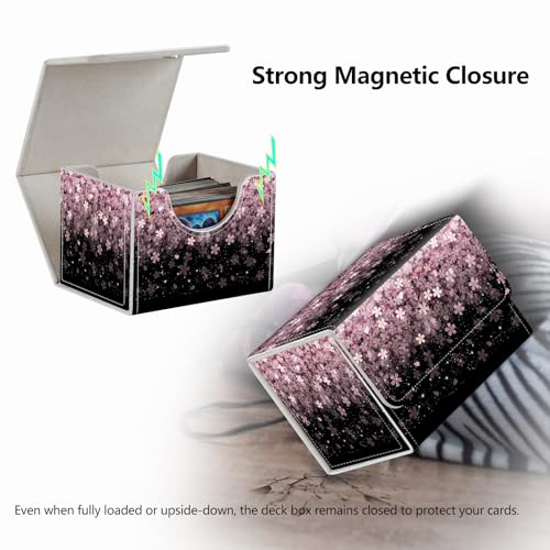 Strong Magnet Card Case Deck Box Mtg Card Box Playing Card Box Magic Deck Box Tcg Up to 200 Cards Creative Pattern Trading Card Storage Box for Collectible Card Games, Pink Cherry Blossom - color: Pink Cherry Blossom