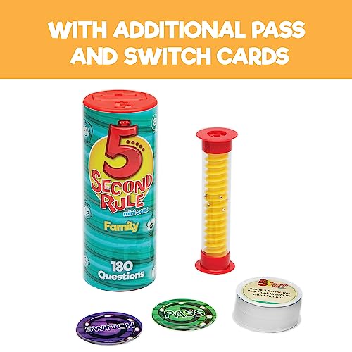 5 Second Rule Family Edition (Mini Tube) - Simple Question Card Game for Family Fun, Party, Kids, Travel, Game Night & Sleepovers - Think Fast and Shout Out Answers - Ages 8+ - style: Mini Family