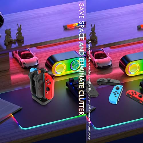 6 in 1 Charging Dock for Nintendo Switch 1/2 JoyCon with RGB Light,Ergonomics & Magnetic Fast Charge,Type-C Prot,Charger Stand Station Compatible with Switch 1/2 Joy Con