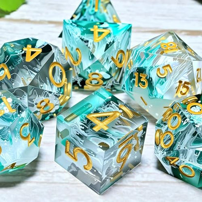 Resin dice Set, Dungeons and Dragons polyhedral DND dice Set, Suitable for Role-Playing Game RPG Explorer Magic: the Gathering Pioneer Game DND dice Set (7 Pieces) - color: Lance