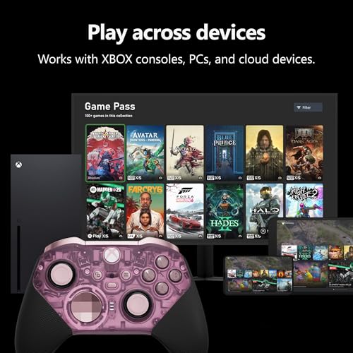 Xbox Wireless Gaming Controller | Elite Series 2 Core | Translucent Pink | Console, PC, and Cloud Devices | Adjustable Thumbsticks | Trigger Locks - color: Translucent Pink
