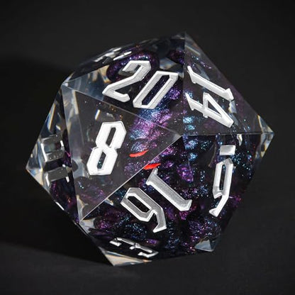 Cusdie Large D20 DND Dice 55mm with Sharp Edges, D&D 20 Sided Dice, Handmade Giant D20 for RPG, Table Games(Purple Black Octopus) - color: Purple Black Octopus