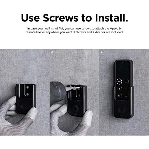 elago Universal Remote Holder Mount Compatible with Apple TV Remote and All Other Remote Controls - Adhesive Tape or Screw Mounting Options, Available Wired Charging [Small] [1st Gen] [Black] - color: Black, size: Small - 1 Gen