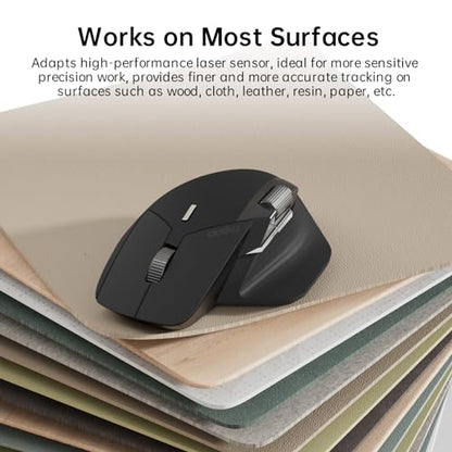 Rapoo MT760 Multi-Device Wireless Mouse, Bluetooth 5.0 and 2.4G Multi-Mode Connection, Up to 4 Devices, 11 Programmable Buttons, 4K DPI, 90 Days Battery Life, PC, Matte Black - color: Matte Black, size: Standard