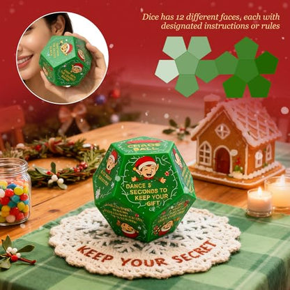 kykake 2026 Santa Swap Gift Exchange Dice,Exchange Gifts,Christmas Stocking Stuffers for Teen Men Women, Anniversary Birthday Gifts for Men Women, Large Dice Party Gifts for Xmas - color: Green-a