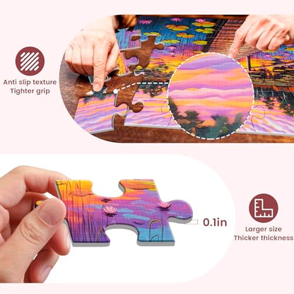 4 Pack 24 Large Piece Jigsaw Puzzles Dementia Alzheimer's Products and Activities for Elderly Seniors Puzzle Alzheimer's Cognitive Game Easy Puzzle for Adults Gift for The Elderly with 4 Storage Bag - style: 24 Large Pieces