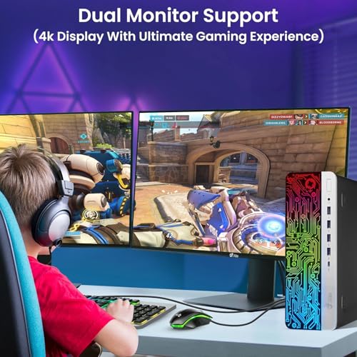 BTO RGB Gaming Desktop PC - Intel i5 6th Gen - 16GB DDR4 Ram - 512GB SSD - GeForce GT 1030-24-in Monitor - RGB Keyboard & Mouse - RGB Speaker - WiFi - Windows 11 Pro (Renewed)