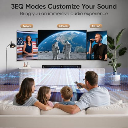 Sound Bar for Smart TV, 80W Soundbar with Four Woofers, Dual Horn Tweeters, 2.0 Channel TV Speaker, 2 in 1 Detachable Design, BT/ARC/AUX/Optical Connection, Surround Sound System for TV - size: 31 Inch