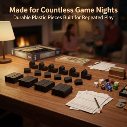 Replacement Pieces for Settlers of Catan – Roads, Settlements & Cities Set, Durable Game Tokens, Compatible with Catan Board Game Accessories, Game Pieces Plus Bonus Pieces (Black) - color: Black
