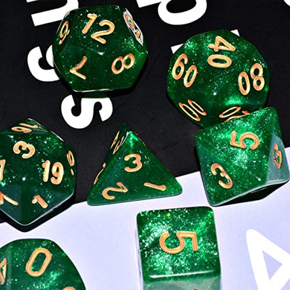 Galaxy Dice Set| Green DND Dice Set for Board Game - color: Green