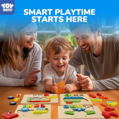 TOY Life Toddler Puzzles Ages 2-4, 4 Vehicles with Spelling Wooden Puzzles for Toddlers 3-5, Montessori Toys Gifts for 1 2 3 Years Old Boys Girls, Christmas Birthday Gifts Learning Toys for Kids - style: Vehicles with Spelling 4PCS