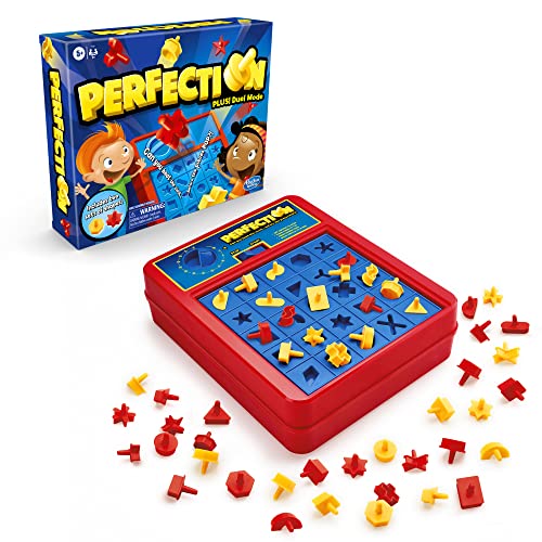 Hasbro Gaming Perfection Plus 2-Player Duel Mode Popping Shapes and Pieces Ages 5 and Up, Easter Gifts for Kids (Amazon Exclusive)