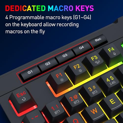 Redragon S151 Combo, K525 Wireless Gaming Keyboard + M616 10000 DPI Mouse | 4 On-the-Fly Combos, No Software Needed, 0-Delay Tri-Mode, 6-Button Precision Control, Shared Dongle, On-Board CPI Mice - color: S151 BK PRO