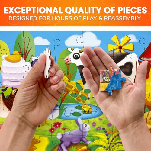 30 Piece Puzzles for Kids 3-5 - 4 Jigsaw Kids Puzzles Ages 2-4 | Animal Learning Jigsaw Puzzle for Kids 4-6 Years Old - Educational Toys for Toddlers Boys and Girls - color: Domestic & Wild Animals