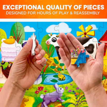 30 Piece Puzzles for Kids 3-5 - 4 Jigsaw Kids Puzzles Ages 2-4 | Animal Learning Jigsaw Puzzle for Kids 4-6 Years Old - Educational Toys for Toddlers Boys and Girls - color: Domestic & Wild Animals