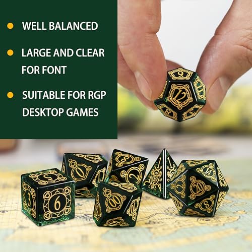 LUCKY-M Glass Dice DND Set, Polyhedral Crystal Glass Dice D&D for Dungeons and Dragons, with Case for RPG MTG Tabletop Games Men & Women Gift(PF-Green) - color: Pf-green