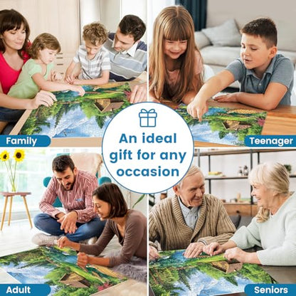 1000 Piece Puzzles for Adults, Spring and Summer Landscape Jigsaw Puzzle, Wooden House and Dog Jigsaw Puzzles 1000 Pieces, Challenging Game Home Decor Birthday Party Gift Toy for Adults Kids Seniors - style: Summer Landscape