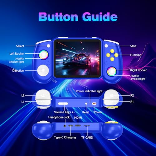 RG43H Pro Retro Handheld Game Console, 4.3 Inch Retro Gaming Console with 4000mAh Battery, RK3562 Opensource Hand Held Games Console, EmuELEC&RGBOX Dual Systems Video Console, HDMI TV Output,Navy Blue - color: Navy Blue