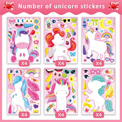 Make Your Own Unicorn Stickers, Make a Face Sticker, Unicorn Stickers | 24 Sheets for Kids Bags Birthday Party Favors Classroom Craft Activities - style: Unicorn