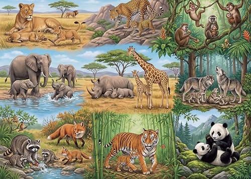 Nattork Jigsaw Puzzles 1000 Pieces for Adults, Families (Animal Family) Pieces Fit Together Perfectly - color: Animal Family