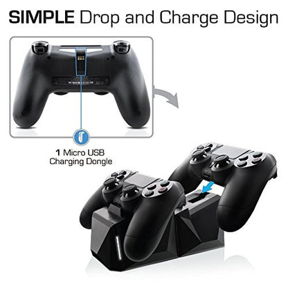Nyko Charge Block Duo - 2 Port Controller Charging Station with Patented Charging Dongles and Micro-USB/AC Power Cord for PlayStation 4 - style: Duo