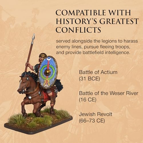 Wargames Delivered - Victrix Early Imperial Roman Cavalry Set with Bonus Miniature STL Download - 16 Highly Detailed 28mm Miniatures with Javelins, Shields, and Campaign Gear for Roman Wargaming