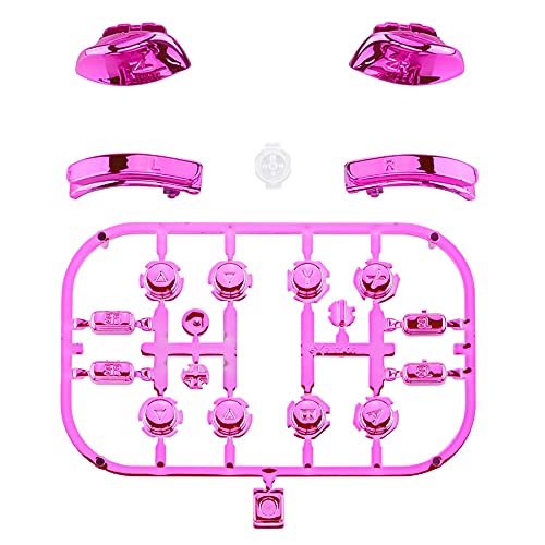 eXtremeRate DIY Full Set Buttons for Nintendo Switch & Switch OLED, Chrome Pink Glossy Replacement Buttons for JoyCon, ABXY Direction Keys SR SL L R ZR ZL + - Home Capture Trigger Buttons Springs - color: Chrome Pink