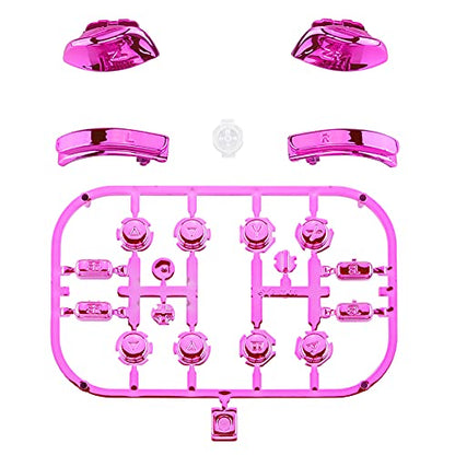 eXtremeRate DIY Full Set Buttons for Nintendo Switch & Switch OLED, Chrome Pink Glossy Replacement Buttons for JoyCon, ABXY Direction Keys SR SL L R ZR ZL + - Home Capture Trigger Buttons Springs - color: Chrome Pink