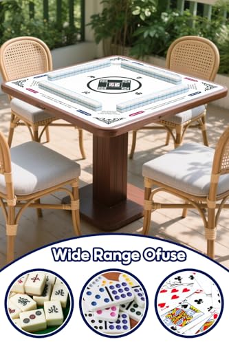 Mahjong Mat for Table, 31.5x31.5Inch American Mahjongg Table Mat (White) | Anti-Wrinkle&Foldable Neoprene Mahjongg Travel Mat for Table with Learning Rule, Anti-Slip Noise Reduction Includes Carry Bag - color: White