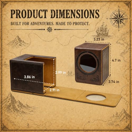 Venssu Captain's Porthole-Themed Deck Box with Commander Display Window | Holds 120 Single-Sleeved/ 100 double-sleeved cards, Fit MTG/PTCG/OPTCG Cards, Strong Magnetic Closure, Sturdy PU Leather