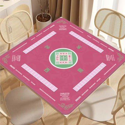 2F22E Mahjong Mat, Noise Reduction Non-Slip Mahjong Mat for Table, 32.4 * 32.4 Inch Mahjong Table Mat for Poker, Board Games Table Mat, Card Games, Tile Games, Dominoes (Pink) - color: Pink