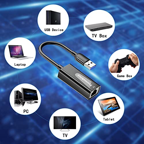 USB Ethernet Adapter, USB 3.0 to 10/100/1000 Gigabit Ethernet LAN Network Adapter Compatible with Nintendo, MacBook, Surface Pro, Notebook PC with Windows7/8/10, XP, Vista, Mac (TCC-S30A)