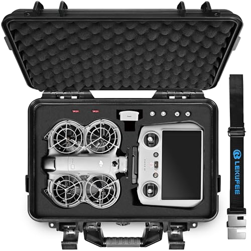 Lekufee Waterproof Hard Carrying Case for DJI Neo 2, Fly More Combo, DJI RC 2/RC N3, Battery(5 pcs), Charging Hub, and other Accessories(Case Only)