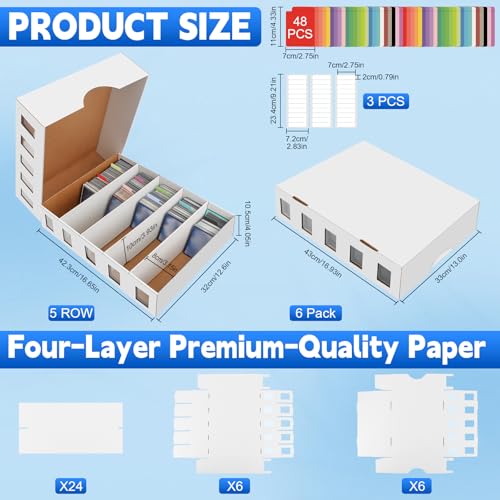 6 Pack Trading Card Storage Box, 22200+ Count Card Storage Box with 48 Card Divider White Sports Storage Card Box Organizer Bulk Card Cases Cardboard Card Box for Basketball Football Cards Collection - style: 6 Set-2
