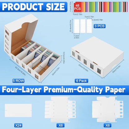 6 Pack Trading Card Storage Box, 22200+ Count Card Storage Box with 48 Card Divider White Sports Storage Card Box Organizer Bulk Card Cases Cardboard Card Box for Basketball Football Cards Collection - style: 6 Set-2