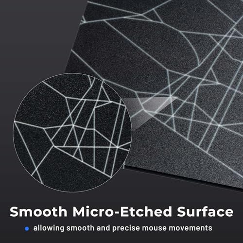 XVX Glass Mouse Pad for Gaming, Black Spider Webs Hard Gaming Mousepad, Professional Large Mouse Mat 16.2" x 12.2", Special Glass Surface with Improved Precision and Speed - color: Black(Spider Webs)