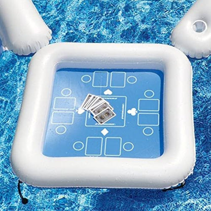 SWIMLINE ORIGINAL Inflatable Game Table Station With Waterproof Playing Cards & Two Inflatable Sling Chairs W/ CupHolders | Double Sided Game Set | Poker & Card Games | Chess & Checkers - style: Game Station Combo W/ Waterproof Cards