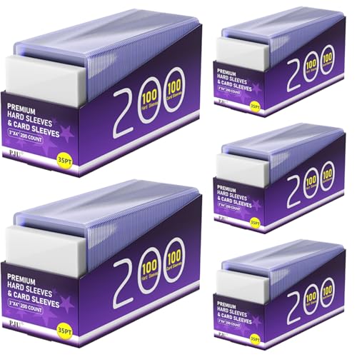 1000 Card Sleeves Hard Plastic, Premium Baseball Card Sleeves, 3" x 4" Trading Cards Holder, Sports Football Game Cards Protectors Top Cases (500 Hard Sleeve + 500 Soft Sleeve) - size: 500 Hard Sleeves + 500 Soft Sleeves