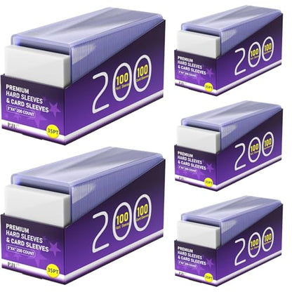 1000 Card Sleeves Hard Plastic, Premium Baseball Card Sleeves, 3" x 4" Trading Cards Holder, Sports Football Game Cards Protectors Top Cases (500 Hard Sleeve + 500 Soft Sleeve) - size: 500 Hard Sleeves + 500 Soft Sleeves